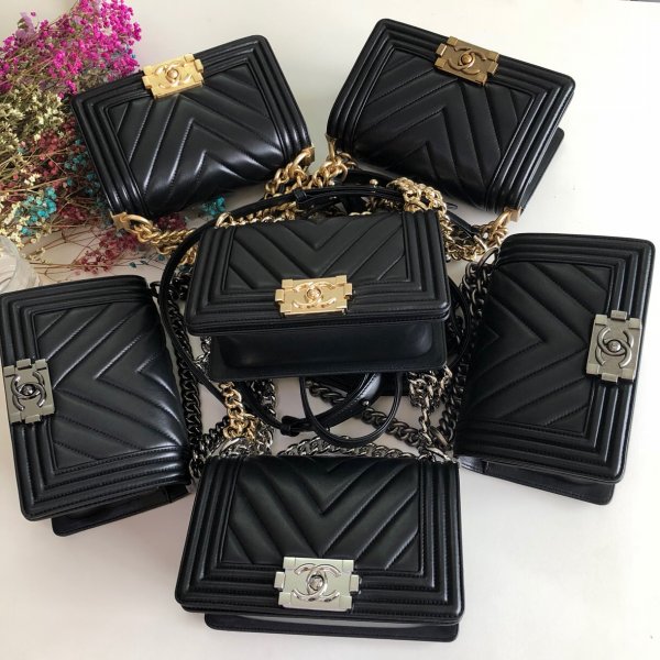 Luxury CC V Le Boy 20cm Replica 7 Star Black Bags Replica Handbags Ch 