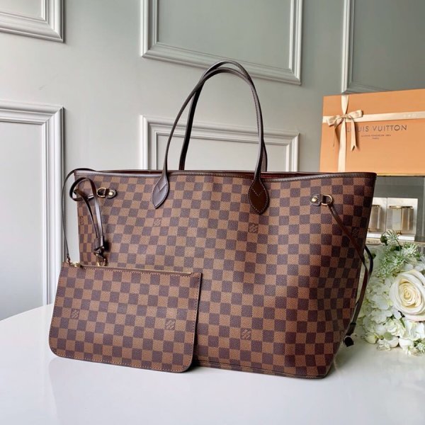 Luxury Louis Vuitton Neverfull M41357 GM Damier Ebene Canvas Replica Handbags Louis Vuitton Shopping bagNeverfull