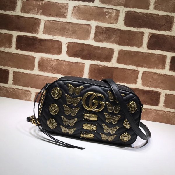 Replica Gucci Luxury GG Marmont small shoulder 447632 bag Replica Handbags Gucci GG Marmont