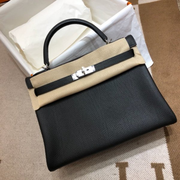 Hermes Kelly 32cm Togo leather Black Replica Handbags Hermes Kelly Kelly 32CM