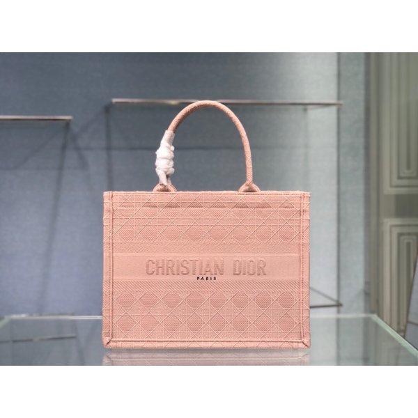 Dior High Quality CD Book Tote Pink Oblique Embroidery Replica Handbags Dior Book