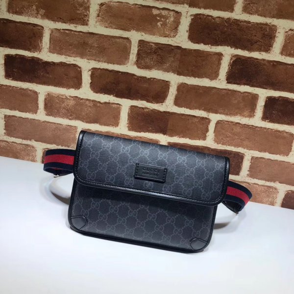 Gucci Top Quality 598113 GG Black belt bag Replica Handbags Gucci G Men Bag