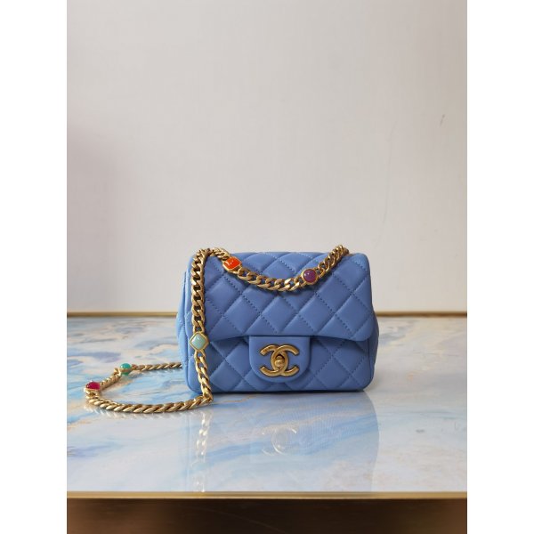 CC Luxury Flap AS2379 Blue Bag With Top Handle Replica Handbags Ch 