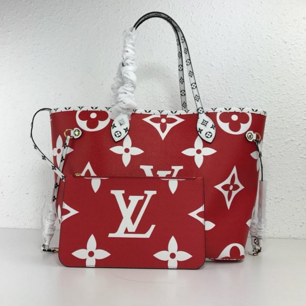 Louis Vuitton AAA+ Neverfull MM Monogram Canvas Red Replica Handbags Louis Vuitton Shopping bagNeverfull