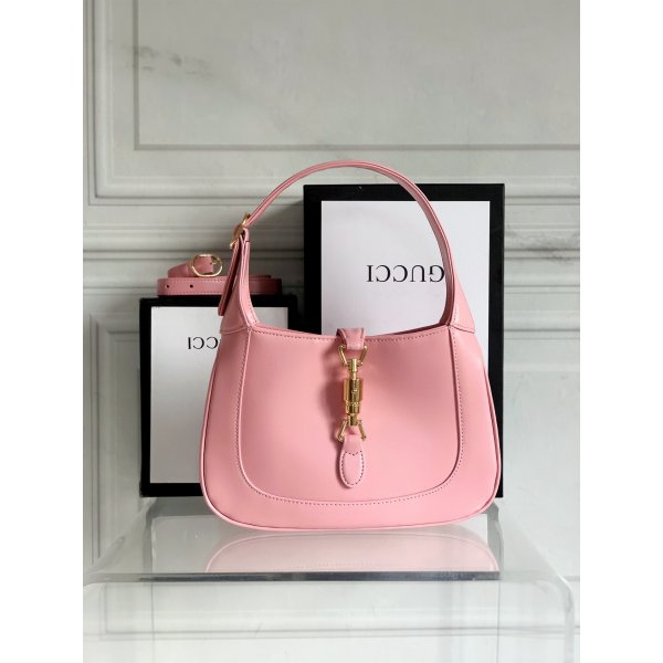 Gucci AAA+ Pre Owned Jackie Gg Horsebit Pink Shoulder Bag Vintage Replica Handbags Gucci Jackie