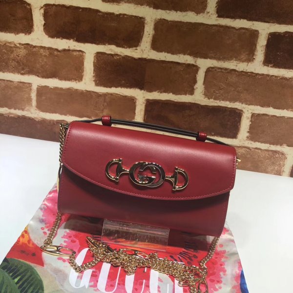 7 Star Gucci 564718 Strawberry Print Leather Zumi Mini Replica Bag Replica Handbags Gucci Zumi