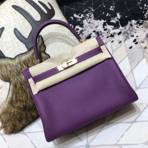 Hermes Kelly 32cm Togo leather Purple Replica Handbags Hermes Kelly Kelly 32CM