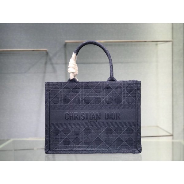 Dior Top Quality CD Book Tote Blue Oblique Embroidery Replica Handbags Dior Book