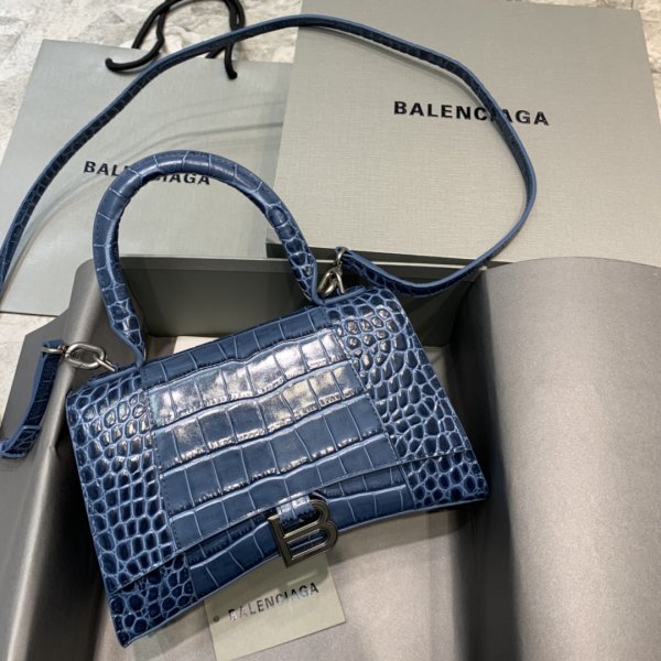 Balenciaga Hourglass New Cheap Bag Crocodile Royal Blue Replica Handbags Balenciaga Hourglass