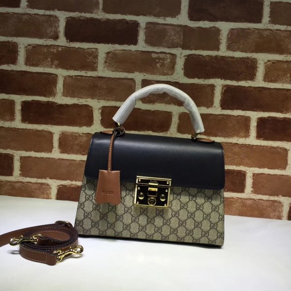 Gucci Replica 453188 GG Supreme Padlock Small Top Handle Bag Replica Handbags Gucci Padlock