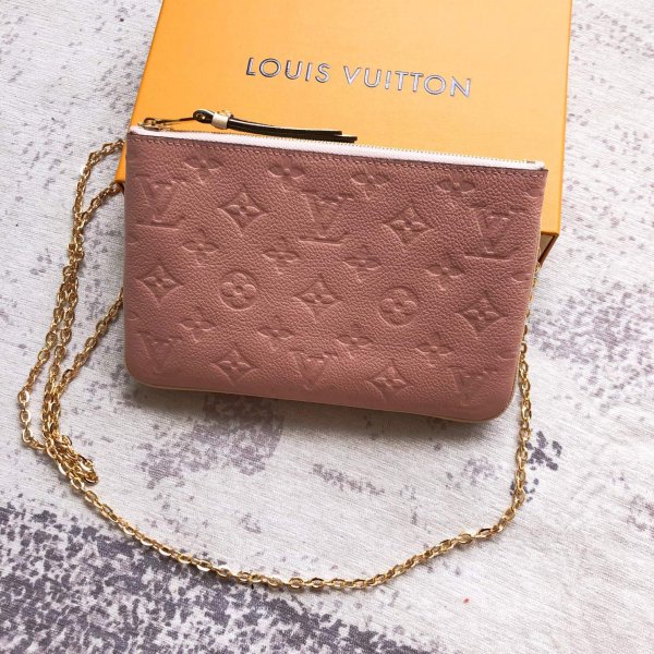 Best Louis Vuitton Fake Monogram Pochette Double Zip M63905 pink Bag Replica Handbags Louis Vuitton Pochette
