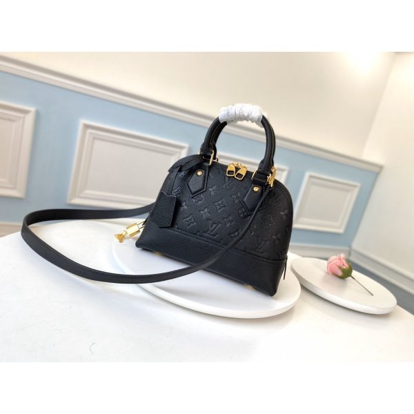 Louis Vuitton Neo Alma BB Bag Monogram Empreinte M44858 Black High Quality Replica Handbags Louis Vuitton Alma