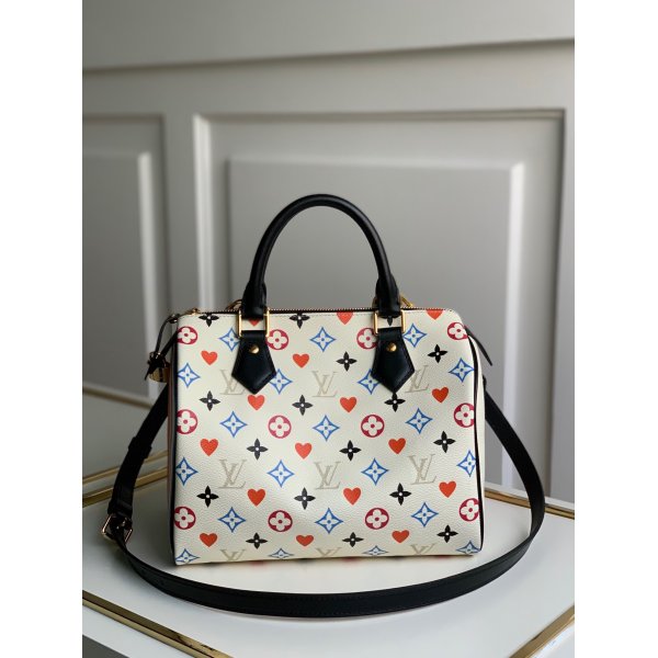 Louis Vuitton Game On Speedy Bandouliere 25CM Autres Toiles Monogram White Black Replica Handbags Louis Vuitton SpeedyTwist