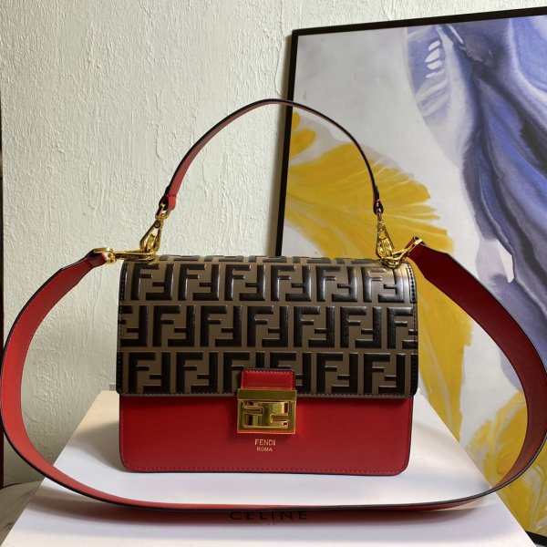 Top Quality Fendi Replica 2021 Flap Red Handbag Replica Handbags Fendi