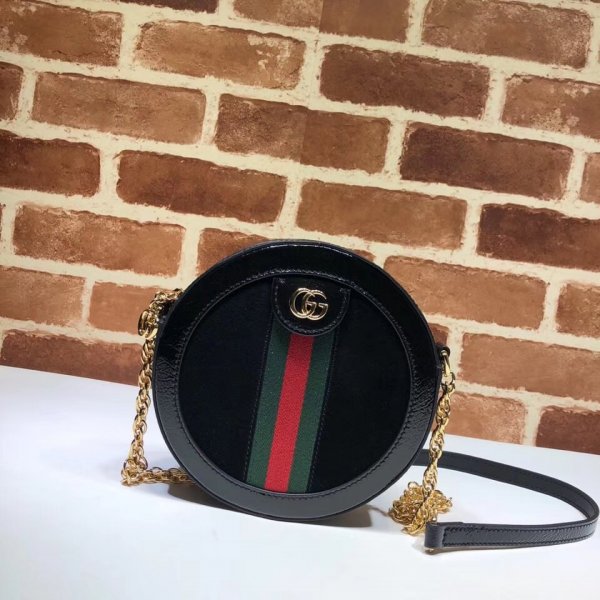 Best Gucci Replicas 550618 Suede Ophidia Mini Round Shoulder Bag Replica Handbags Gucci Ophidia
