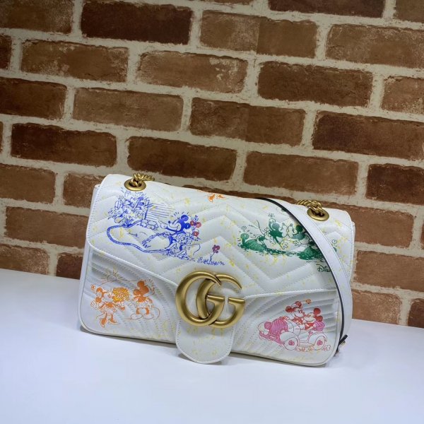 Luxury Gucci GG Marmont 443496 medium matelasse shoulder replica bag Replica Handbags Gucci GG Marmont