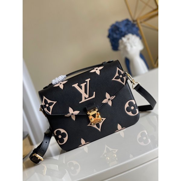 Louis Vuitton Bicolor Monogram Empreinte Leather M45773 Pochette Metis Replica Handbags Louis Vuitton Pochette