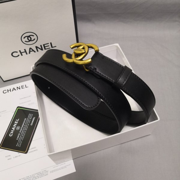 Fashion Replica CC Leather Belt With 3cm Black Replica Handbags Ch 