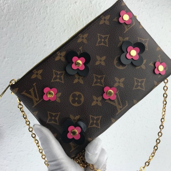 Best Louis Vuitton Replica Monogram Canvas Pochette Double Zip M63905 black Replica Handbags Louis Vuitton Pochette