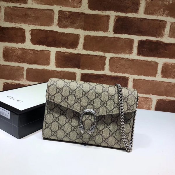 Best Luxury Dionysus GG Supreme chain wallet 401231 Replica Handbags Gucci Dionysus