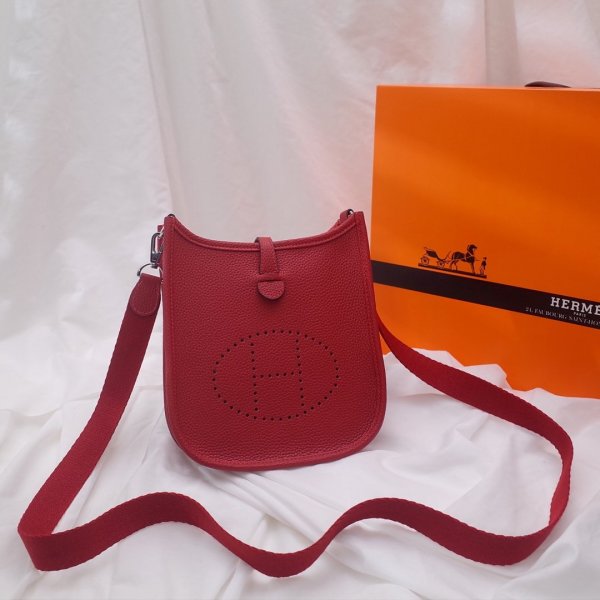 Replica Hermes Mini Evelyne TPM Bag Light Red Replica Handbags Hermes Hermes Evelyne