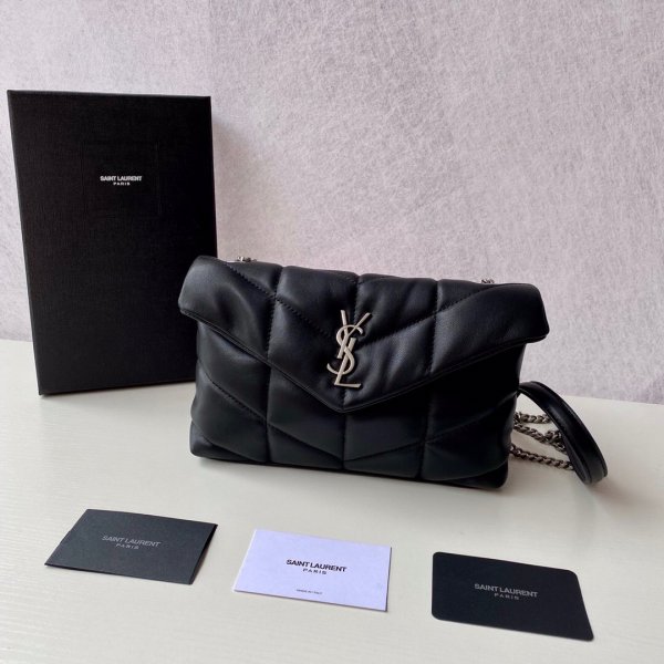 Cheap YSL Loulou Puffer Black Shoulder Bag Replica Handbags YSL Shoulder