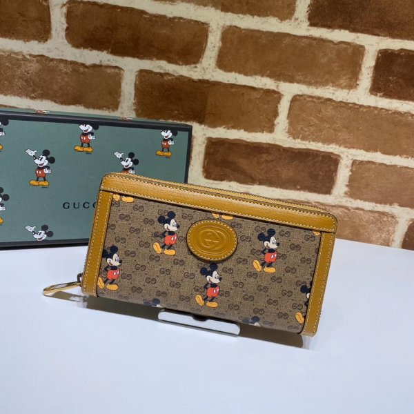 High Quality Gucci USA Beige Disney 602532 zip around wallet Replica Handbags Gucci G Wallets
