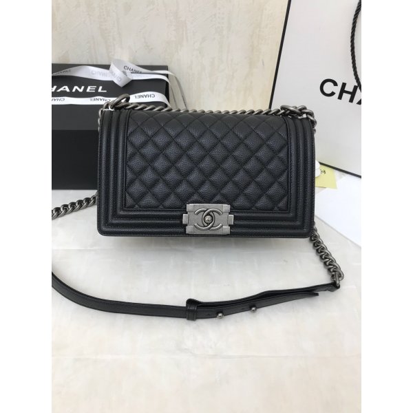 Best Small Texture Caviar Le Boy 25cm AAA+ Replica Black Bags Replica Handbags Ch 