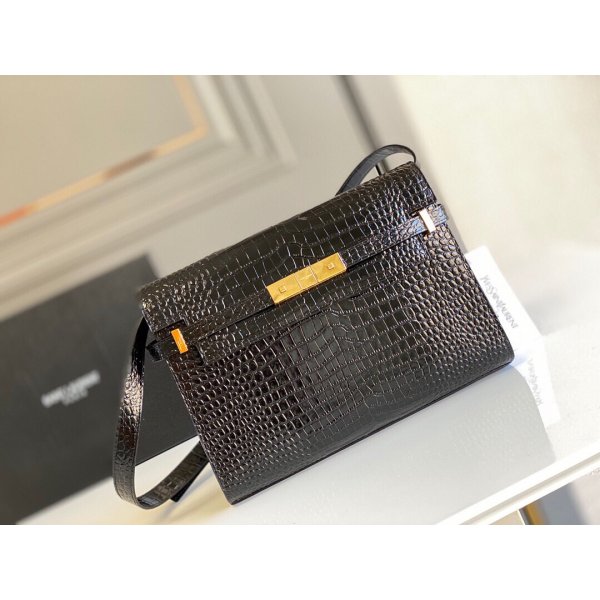 Top Quality Saint Laurent Leather Manhattan Shoulder Bag Golden Black Replica Handbags YSL Manhattan