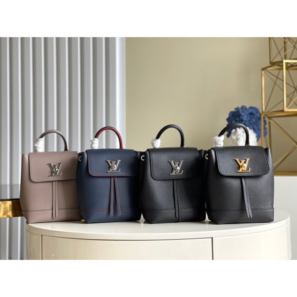 Louis Vuitton M54573 Replica Lockme Backpack Mini NavyBlueBlackApricot Replica Handbags Louis Vuitton Lockme