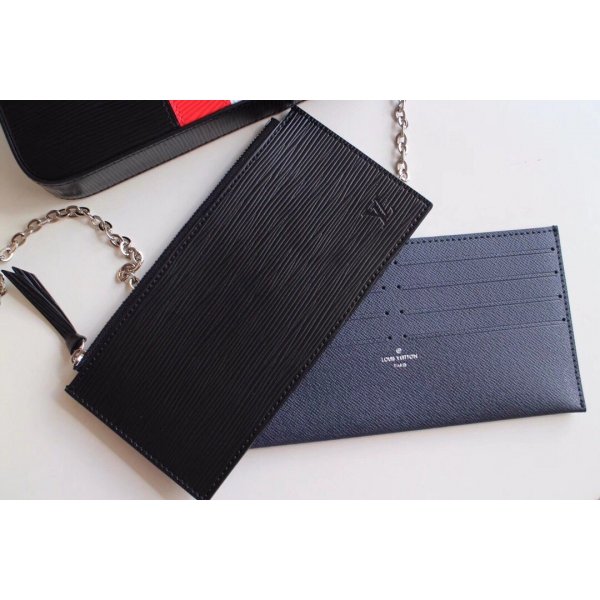 Cheap Louis Vuitton Fashion Pochette Felicie Chain Pouch M62982 Black EPI Leather Replica Handbags Louis Vuitton Pochette