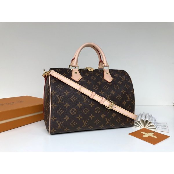 AAA+ Louis Vuitton High Quality Speedy Bandouliere 25 30 35 Monogram in Marron Replica Handbags Louis Vuitton SpeedyTwist