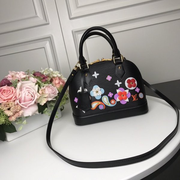 Best Louis Vuitton M54836 Black Alma BB Epi Leather Replica Handbags Louis Vuitton Alma