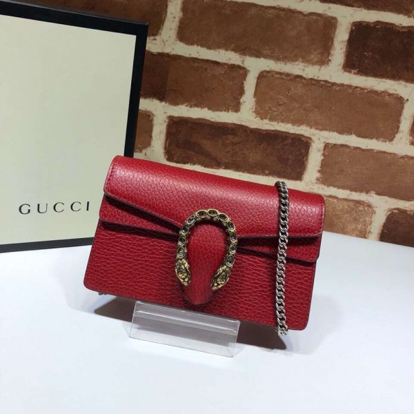 Top Quality Gucci Hibiscus red leather Dionysus leather super mini bag 476432 Replica Handbags Gucci Dionysus