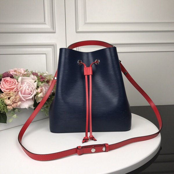 Luxury Louis Vuitton Epi Lockme Bucket M54366 Navy Blue Replica Handbags Louis Vuitton Neonoe