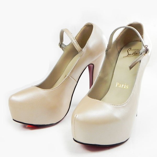 Best Christian Louboutin Shoes Slingbacks Beige High Heel Replica Luxury Shoes Christian Louboutin Single
