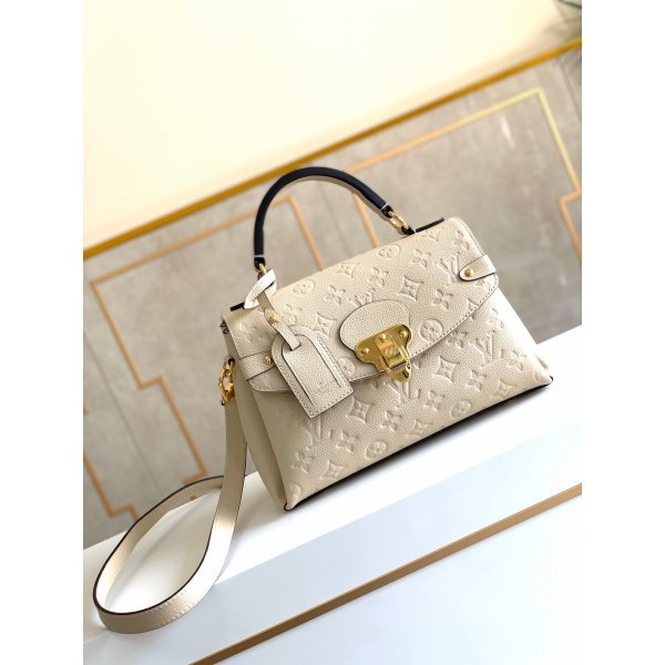 M53943 Louis Vuitton Georges BB Monogram Empreinte Cream Leather Replica Handbags Louis Vuitton Monogram Empreinte