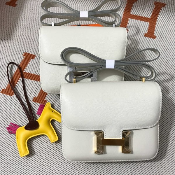 Hermes Constance Bag 18cm Epsom Leather White Replica Handbags Hermes Constance 18cm