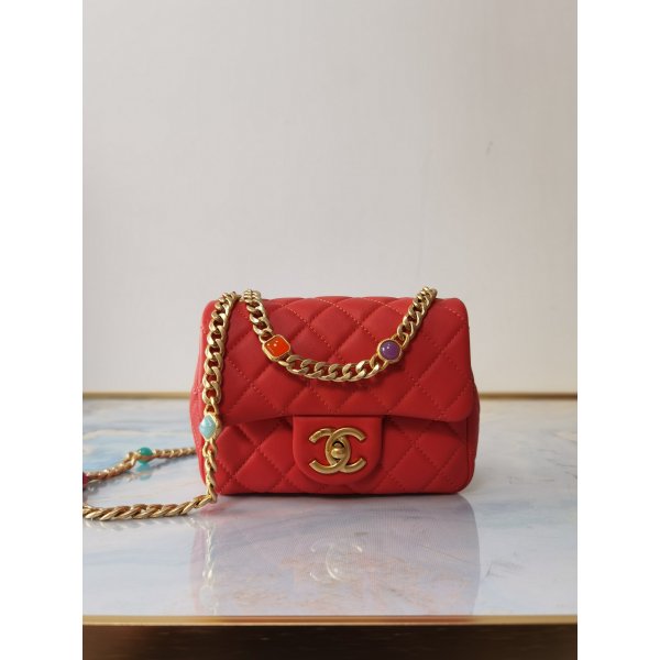 High Quality CC AS2379 Mini Flap Red Bag Replica Handbags Ch 