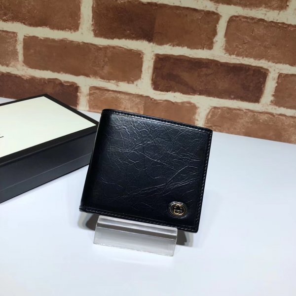 7 Star Gucci Replica Black Leather Wallet With Interlocking G575985 Replica Handbags Gucci G Wallets