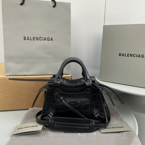 Top Quality Balenciaga cuag black crocodile bag Replica Handbags Balenciaga Cuag