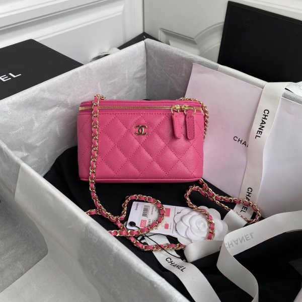 CC Replica Gold Tone Clutches AP1341 Grained Calfskin Pink Bags Replica Handbags Ch 