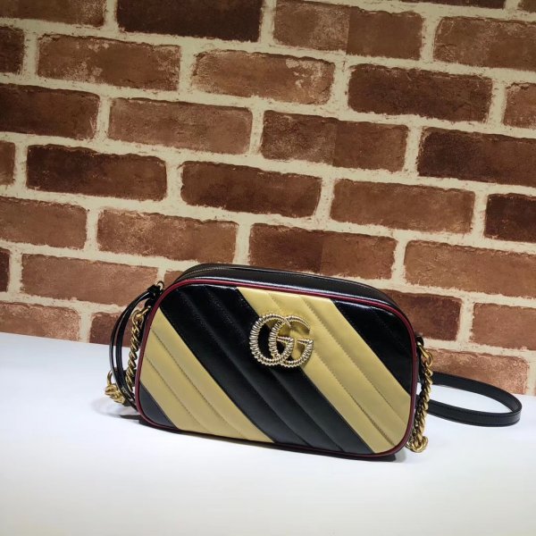 Replica Gucci 447632448065 Leather GG Marmont Small Matelasse Shoulder Replica Handbags Gucci GG Marmont