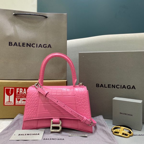 Balenciaga Replica Womens Hourglass S top handle bag Pink Replica Handbags Balenciaga Hourglass