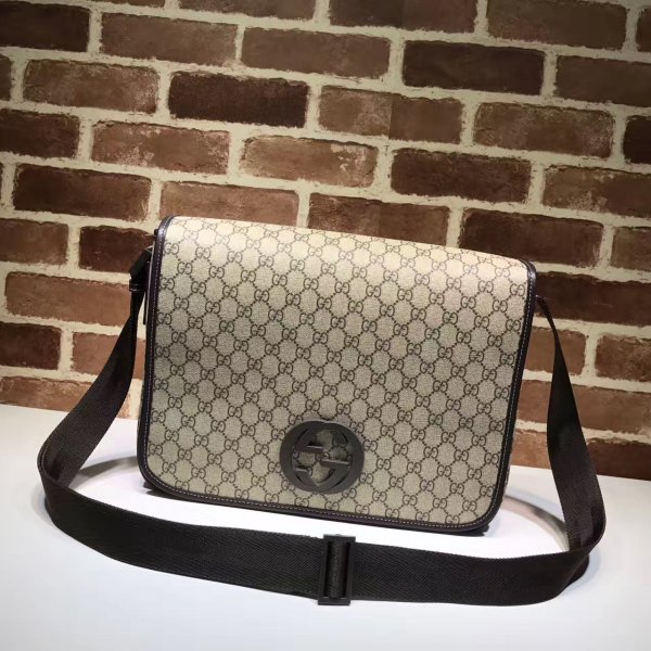 Replica 222291 Gucci Interlocking G Messenger Bag GG Plus Canvas Replica Handbags Gucci G Men Bag
