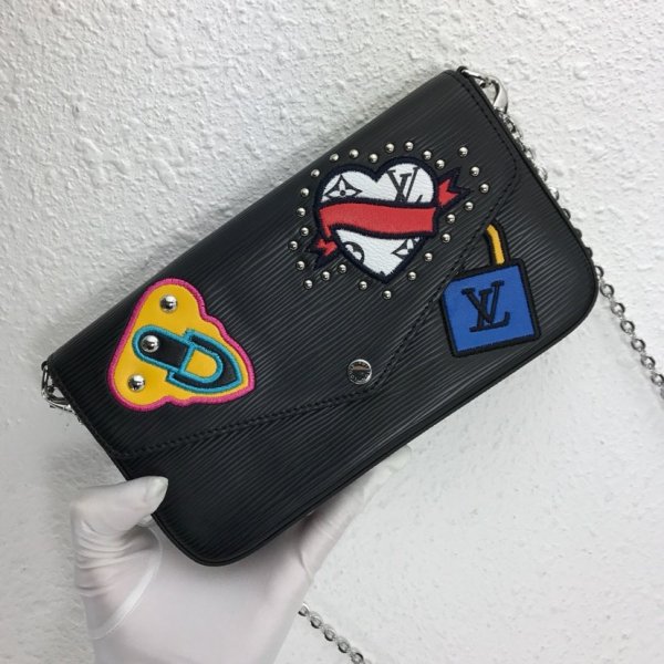 USA Louis Vuitton 7 Star Stories Epi Leather Pochette Felicie M63726 Black Bag Replica Handbags Louis Vuitton Pochette