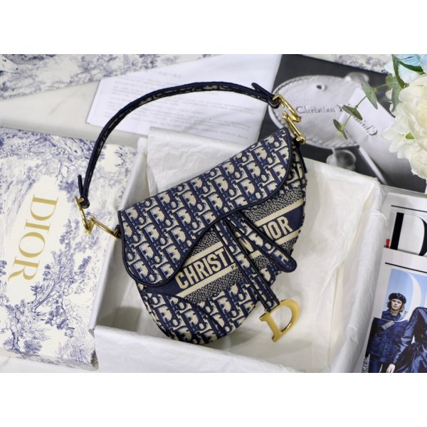 Replica Saddle Bag Blue Dior Oblique Jacquard Replica Handbags Dior Saddle