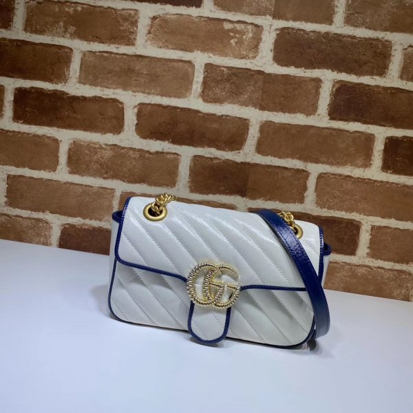 Replica 446744 Gucci White GG Marmont matelasse mini bag Replica Handbags Gucci GG Marmont