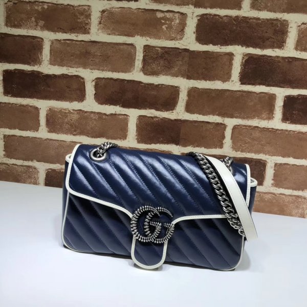 Replica Gucci 7 Star Leather GG Marmont 443497 Small Matelasse Shoulder Replica Handbags Gucci GG Marmont