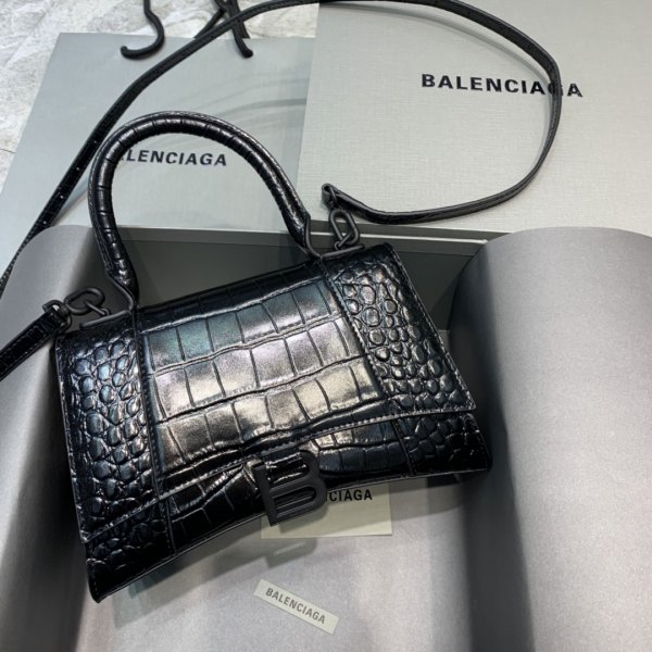 Balenciaga Replica Hourglass Small Top Handle Bag Black Replica Handbags Balenciaga Hourglass